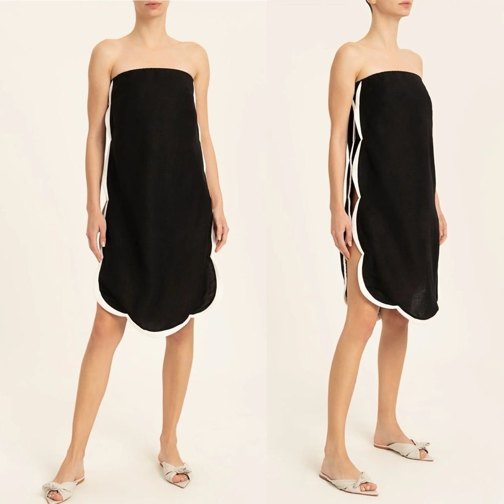 ADRIANA DEGREAS Size S NWT Linen Strapless Short Dress Beach Coverup Cover Up